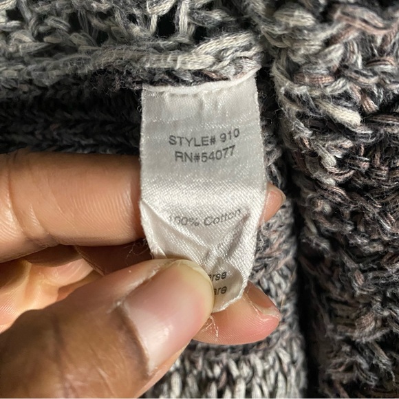 Cabi Women's Gray Boho Cable Knit Open Front Long Sleeve Cardigan - Picture 6 of 8